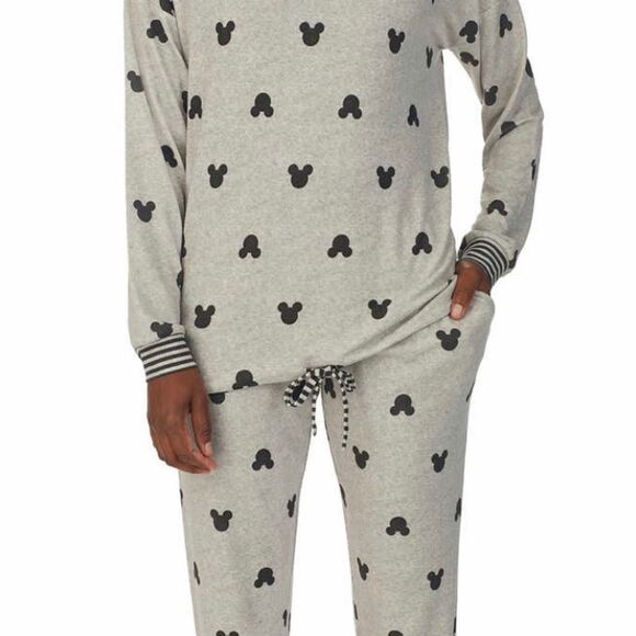 NWT Disney Mickey Character Ladies' 2-piece Lounge Set Sz XS NWT Grey & Black - Picture 4 of 7
